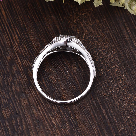 1.0 CT Round Cut Halo Pave Moissanite Engagement Ring 6