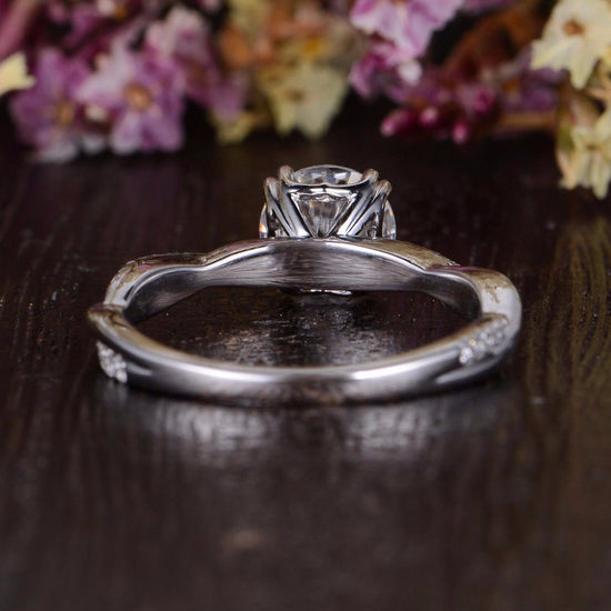 1.60 CT Round Cut Twisted Pave Setting Moissanite Engagement Ring 5