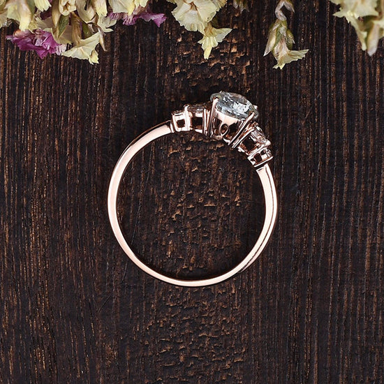 0.75 CT Pear Cluster Moissanite Engagement Ring 8