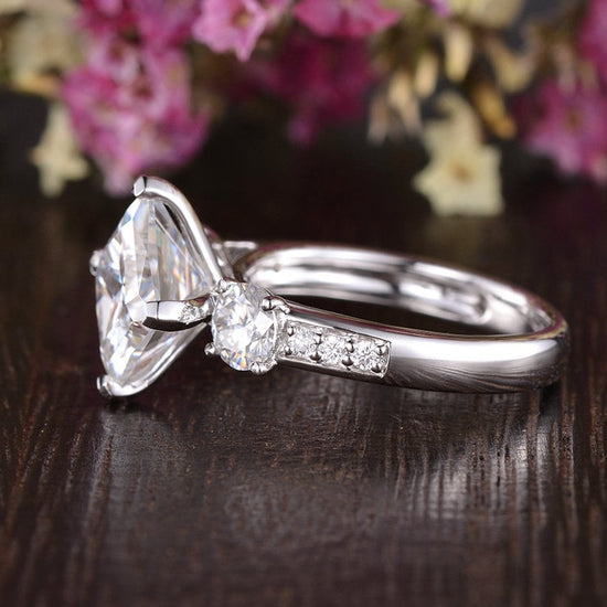 2.08 CT Princess Cut Three Stone Moissanite Engagement Ring 5