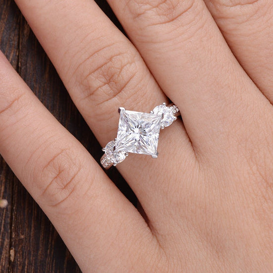 2.08 CT Princess Cut Three Stone Moissanite Engagement Ring 1