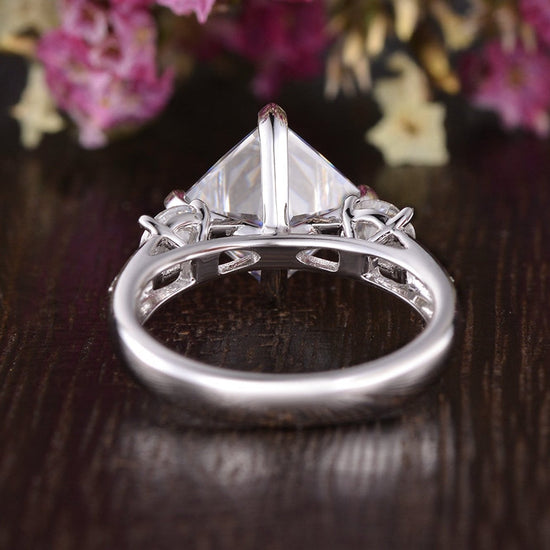 2.08 CT Princess Cut Three Stone Moissanite Engagement Ring 7