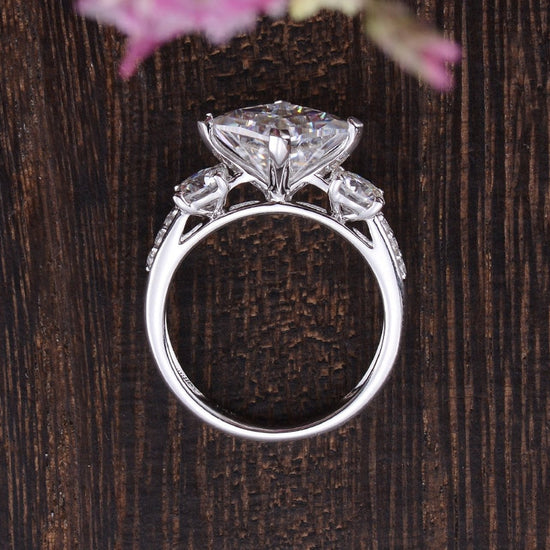 2.08 CT Princess Cut Three Stone Moissanite Engagement Ring 6