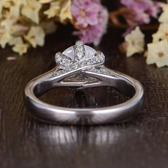 1.60 CT Round Cut Solitaire Pave Setting Moissanite Engagement Ring 10