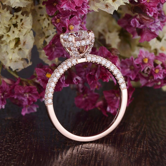 1.60 CT Round Cut Hidden Halo Pave Setting Moissanite Engagement Ring 7