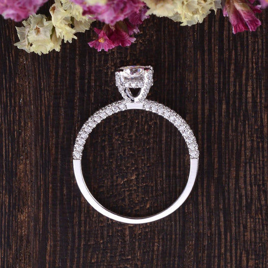 1.60 CT Round Cut Hidden Halo Pave Setting Moissanite Engagement Ring 5