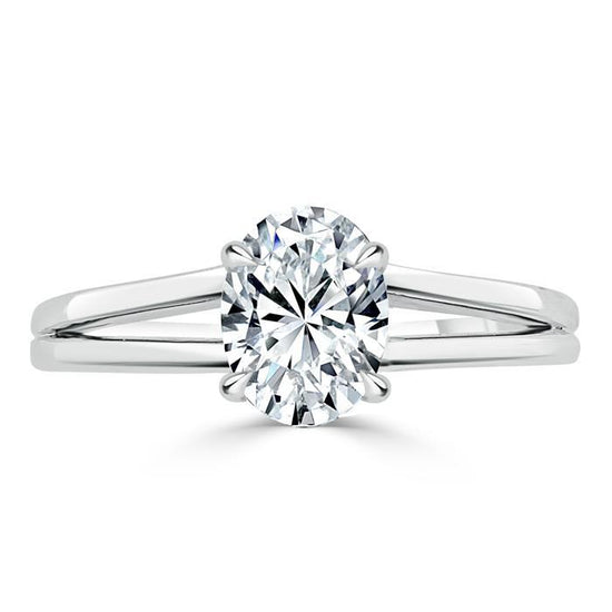 0.94 CT Oval Cut Solitaire Moissanite Engagement Ring 1