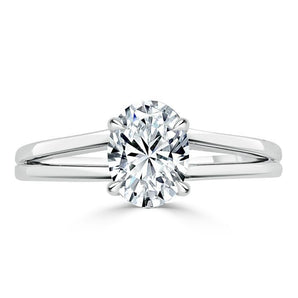 0.94 CT Oval Cut Solitaire Moissanite Engagement Ring 1