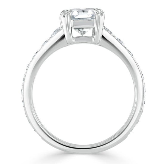 1.5 CT Cushion Cut Solitaire Channel Pave Moissanite Engagement Ring 4