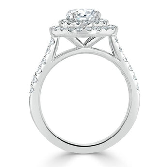 0.75 CT Round Cut Double Halo Moissanite Engagement Ring With Pave Setting 4