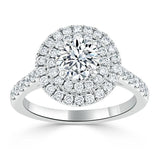 0.75 CT Round Cut Double Halo Moissanite Engagement Ring With Pave Setting 2