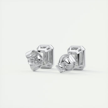 1.0 CT Emerald Bezel Solitaire CVD G/VS Diamond Earrings 3