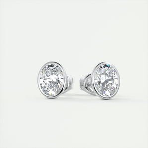 1.0 CT Oval Bezel Solitaire CVD F/VS Diamond Earrings 1