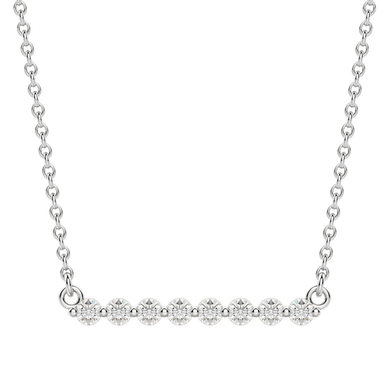 0.24 CT Round Cut Shared Prong Bar Necklace Moissanite Diamond Necklace 4