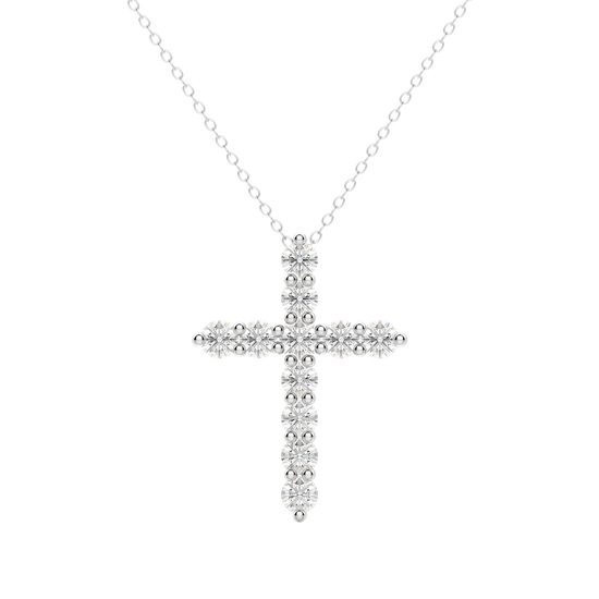 0.17 CT Round Cut Cross Pendant Moissanite Diamond Necklace 3