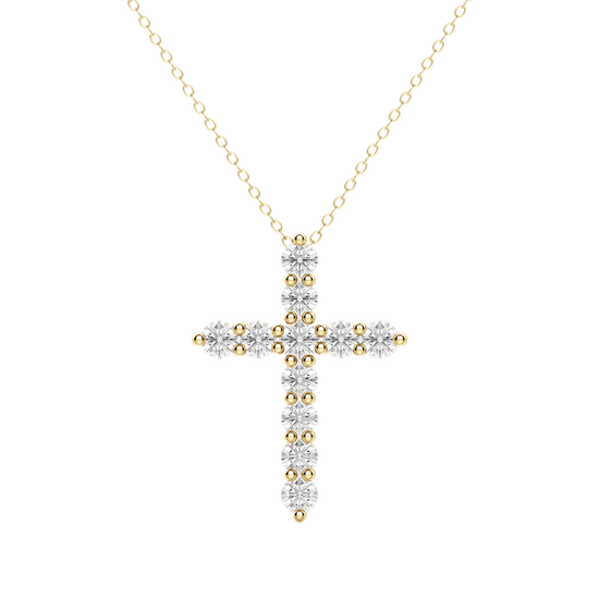 0.17 CT Round Cut Cross Pendant Moissanite Diamond Necklace 5