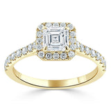 1.0 CT Asscher Cut Halo Pave Moissanite Engagement Ring 5