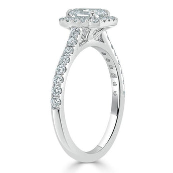 1.0 CT Asscher Cut Halo Pave Moissanite Engagement Ring 3